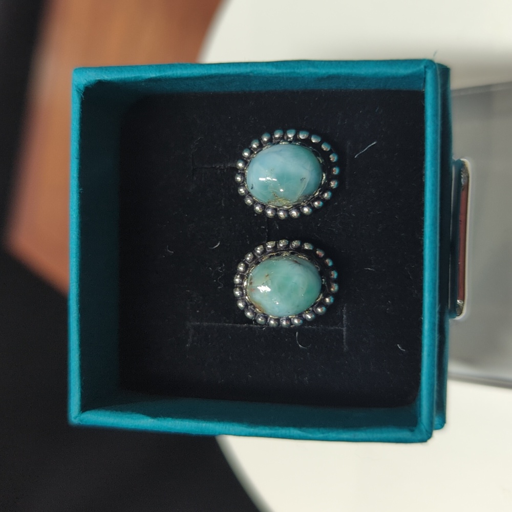 Natural Dominican Republic Larimar Earrings